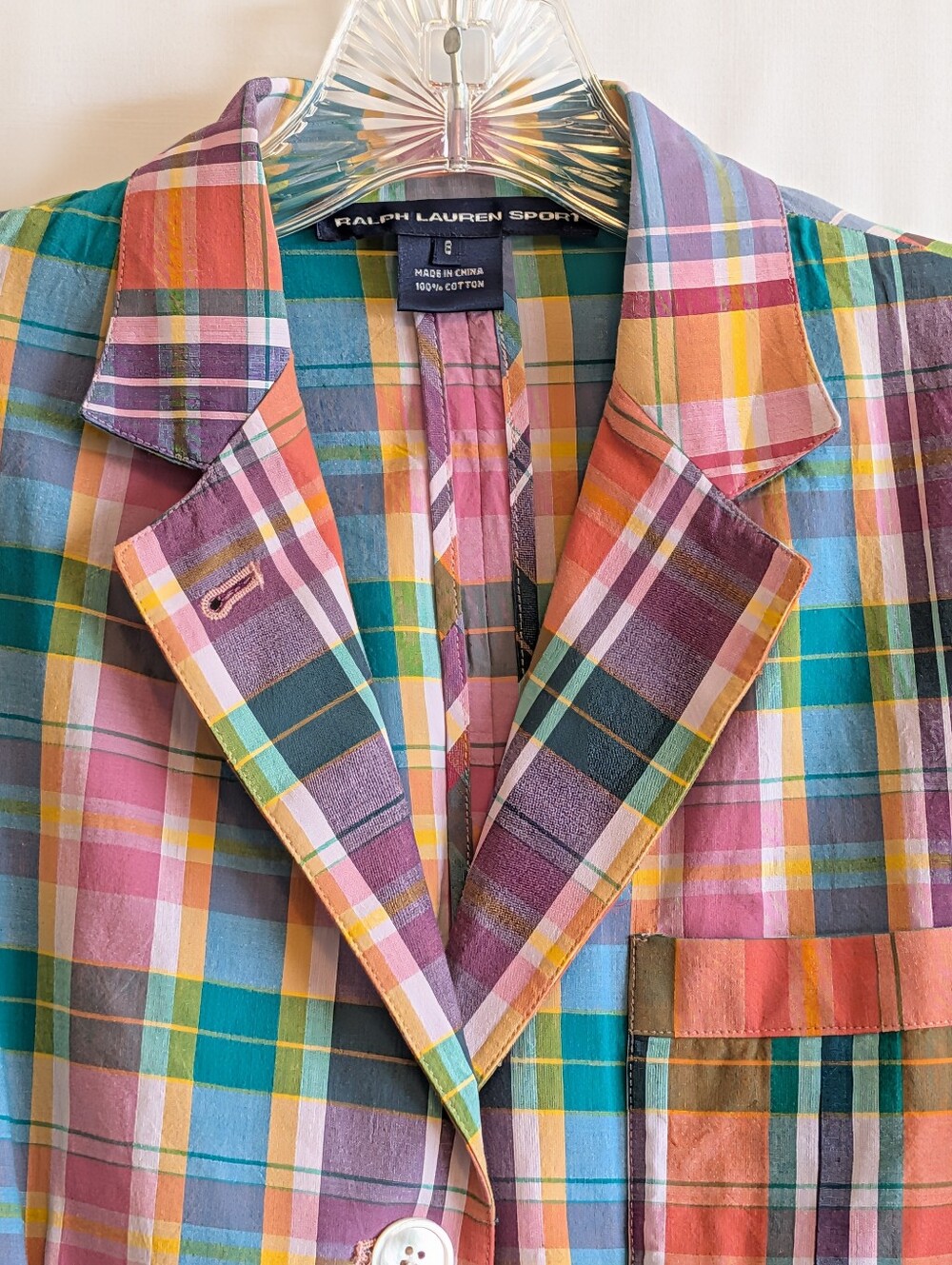 Ralph Lauren Sport Women's Plaid Blazer Pastel Size 8 90's Preppy - Picture 6 of 8